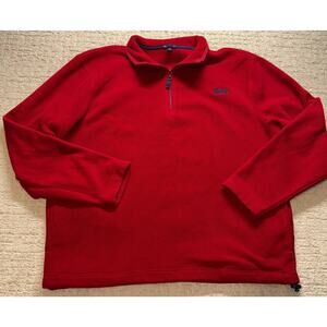 GAP Fleece Pullover Sweatshirt 1/4 Zip Embroidered Logo Red XL